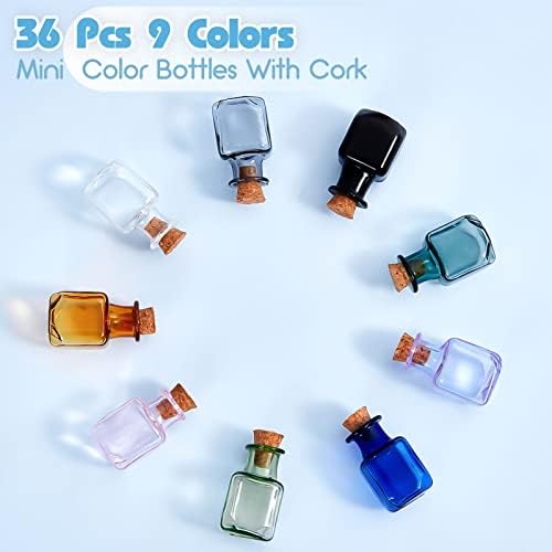 SUMIND 36 PCS מיני בקבוקי שיקוי עם פקק 2 מל מיני בצבע זכוכית בקבוקי בקבוקי בקבוקים חמודים בקבוקוני זכוכית קטנטנים