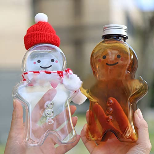 צנצנות ממתקים מפלסטיק של דו -ויטול 10 יחידות לחג המולד גבר ג'ינג'ר בקבוקי פלסטיק ריקים עם כובעים ， בקבוקים