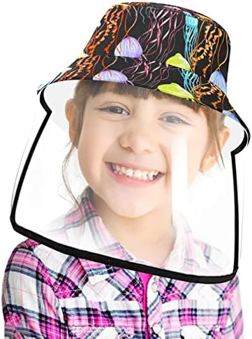 כובע מגן למבוגרים עם מגן פנים, כובע דייג כובע אנטי שמש, חיות ים מדוזה צבעוניות