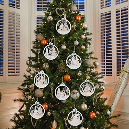 8 יחידים קישוטי חג המולד של קישוטי חג המולד של קישוטי עצי חג המולד, קישוטי עץ קישודים כפריים מעץ, קישוטי