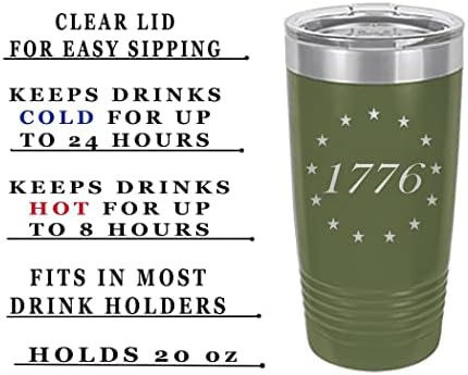 רוג ריבר טקטי בטסי רוס 1776 דגל ארצות הברית האמריקאי 20 עוז. נסיעות כוס ספל כוס עם מכסה ואקום מבודד