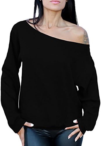 חולצות סווטשירטים של Vizor מחוץ לכתף לנשים - שנות ה -80 מעל צמרות הכתפיים