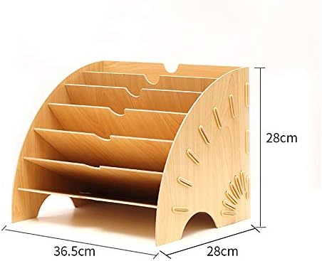 Yuanflq מנתק מגזין מגזינים בצורת מאוורר מארגן לניהול קבצים עם 6 תאים מרכיב עץ שהורכב שקית אחסון