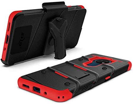 סדרת Zizo Bolt עבור Nokia C5 Endi עם מגן המסך Kickstand Learyard - Black & Red