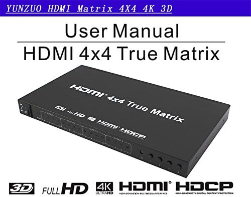 מתג מטריקס HDMI, מתג מטריקס 4K HDMI 4x4 עם שליטה מרחוק HDMI V1.4 מתג סליטר ממיר תמיכה 4K2K 3D 1080P עבור
