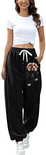 מכנסי טרניעה של Zddo Womens Cinch תחתית מותניים גבוהים הדפס פרפר ספורטיבי מכנסי כושר ספורטיבי מכנסי טרקלין