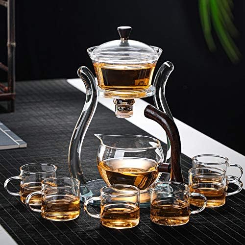 Rora Lazy Kungfu Glass Tea Set Semi טפטוף אוטומטי מסתובב עם סט קומקום זכוכית infuser