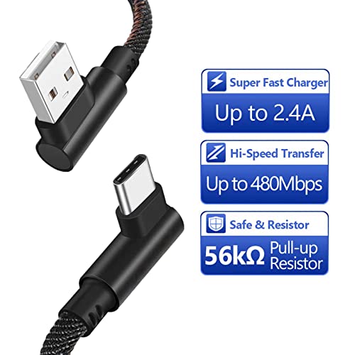 כבל U USB מסוג USB זווית ימנית 90 מעלות כפולות ניילון ניילון קלוע כבל ארוך טעינה מהירה מסוג USB סוג A עד