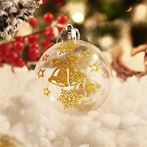קישוטי עץ חג המולד אונומור, 7 דפוסים 42 מארז זהב מחוסמת קישוטי חג המולד עם פתית שלג, איש שלג, עץ חג המולד,