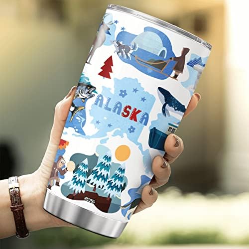 Cubicer מותאם אישית כוס אלסקה ספל מבודד במדינה עם מכסה מתנות לחג המולד בהתאמה אישית למבוגרים מפלדת אל חלד טומבליינים