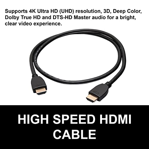 כבל HDMI C2G, 4K, כבל HDMI במהירות גבוהה, אתרנט, 60 הרץ, 4 רגל, שחור, כבלים ללכת 50608