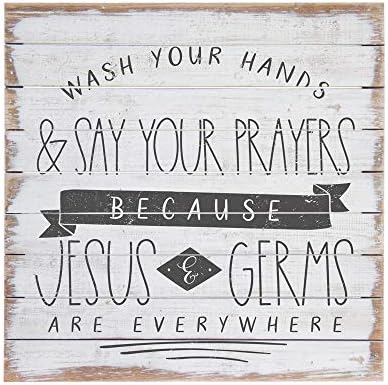 פשוט אמר, בע מ משטחים מושלמים 14 סימן עץ-לשטוף את הידיים & מגבר; לומר את התפילות שלך כי ישו & מגבר; חיידקים