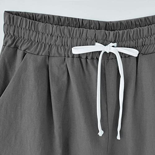 מכנסי קיץ נשים פלוס מכנסיים קצרים במותניים גבוהים עם אימון חוף טרקלין כיס חמש נקודות מכנסיים פעילות