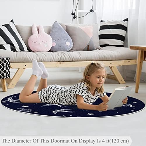 Llnsuply בגודל גדול 4 מטר ילדים עגול ילדים שטיח שטיח סנונית וקטורי ציפור משתלת כרית שטיח לא להחליק