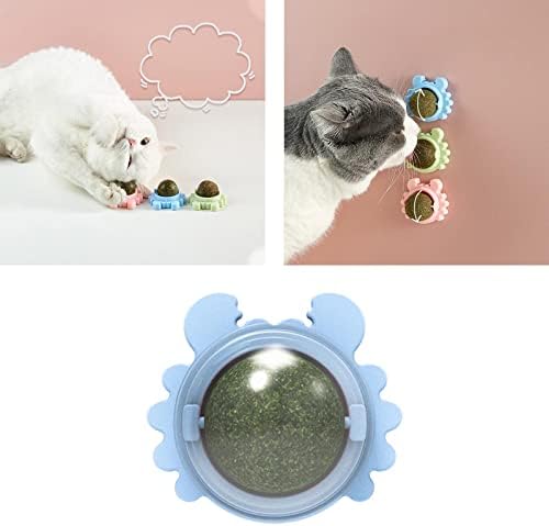 כדורי חתול מסתובבים אינטראקטיביים לצעצועי לעיסת חתלתולים שחיקה משחק, כחול