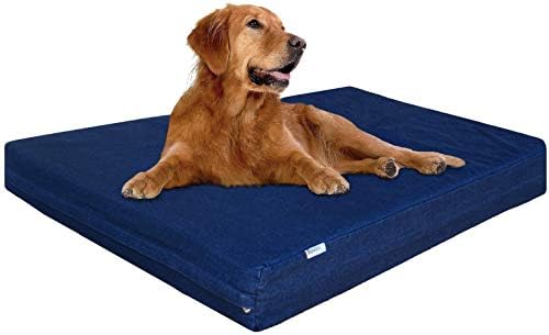 מיטת כלב4מיטת כלבים אורטופדית קצף זיכרון עמיד למים עם כיסוי ג ' ינס עמיד לכלבים גדולים וכיסוי מיטה נוסף