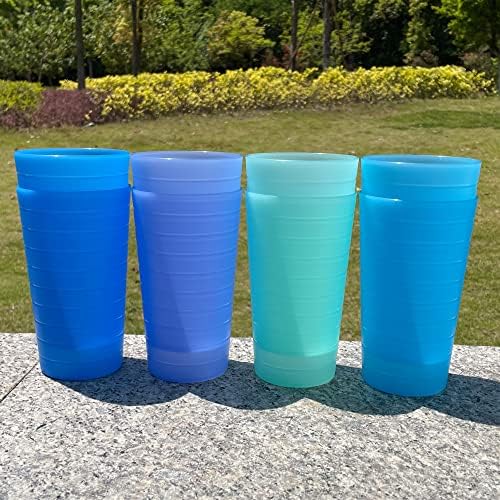 Wexinhao 22 אונקיה כוסות פלסטיק לשימוש חוזר, כוס בטוחה של מדיח כלים BPA, כוסית מים קלים לערימה קלה