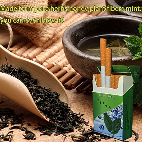 סיגריות צמחי תה - ללא ניקוטין, אלטרנטיבה ללא טבק לסיגריות מזויפות, עזרי הפסקת עישון, 20 מעשנים, נענע