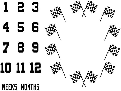 F-fun דגלי מכוניות מירוץ נשמה שמיכת אבן דרך חודשית של תינוק 48x40in מירוץ ספורט נושא משתלת שמיכה יילודים