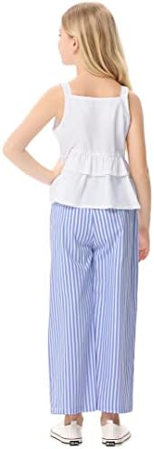 תלבושות 2 חלקים של ילדת ליונג ' י קאמי מכנסיים רגליים רחבות למעלה בגדי קיץ עם 2 כיסים 3-12