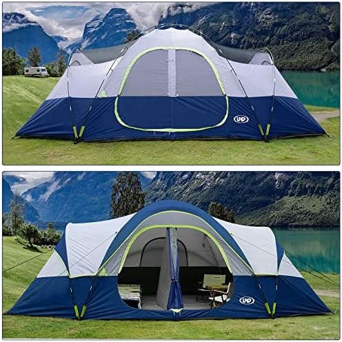 אוהל קמפינג 10-אדם-משפחה אוהלים, מסיבות, אוהל פסטיבל מוסיקה, גדול, קל, 5 חלונות רשת גדולים, שכבה כפולה, 2