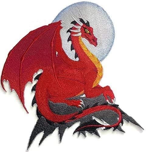 ברזל רקמת דרקון אדום מימי הביניים המותאם אישית.