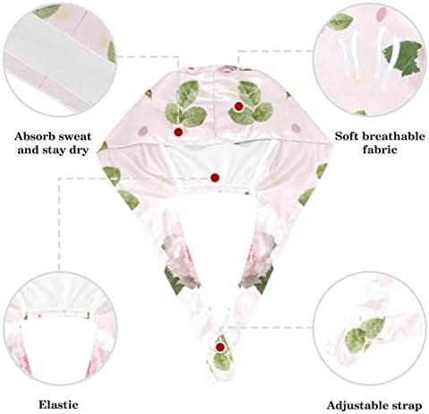 רפואי עבודה כובעים עם כפתורים, כותנה סרט זיעת נפוחה עניבת חזרה כובע עלה פרח ורוד