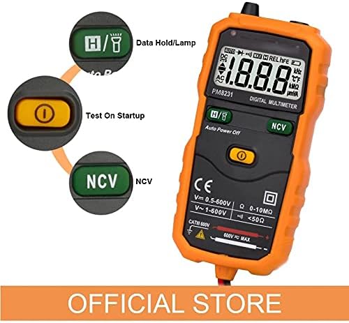 WDBBY PM8231 חכם דיגיטלי multimeter multimeter mini נייד התאמה אוטומטית התנגדות מתח NCV NCV LED