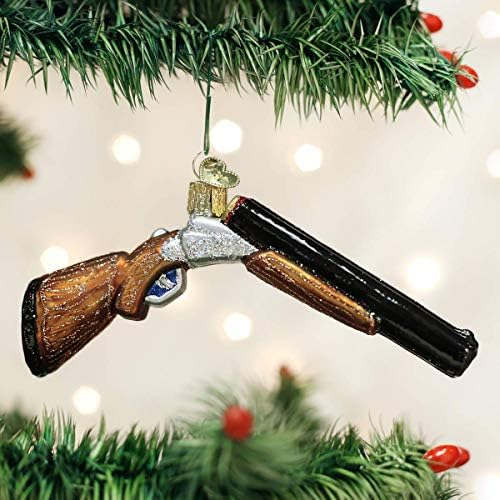 קישוטי חג המולד של העולם הישן: אוסף אקדחים זכוכית קישוטים מפוצצים לעץ חג המולד, רובה ציד