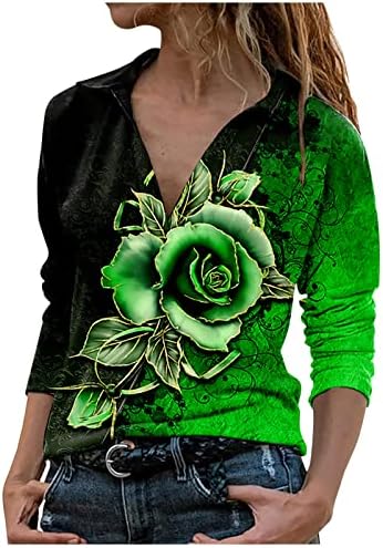 חולצות שרוול ארוך נשים צב צב צבע גוש צבע ורד פרחוני טוניקה רזה סקסית סקסית חולצות חתוכות נמוך
