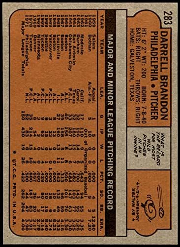 1972 Topps 283 דארל ברנדון פילדלפיה פיליס NM/MT+ Phillies