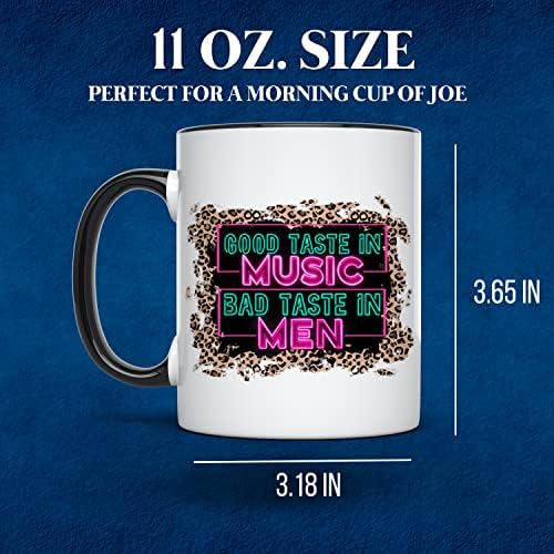 טעם טוב במוזיקה טעם רע אצל גברים - ספל קפה סרקסטי מצחיק לנשים - כוס קפה 11 אונקיה - KOSOQ178