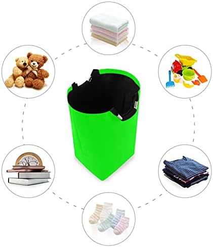 שיגואה כביסה סלסלת סל רגיל ניאון ירוק בצבע מוצק מתקפל אחסון משתלת סל סלי בגדים אטומים למים לחדר שטיפת