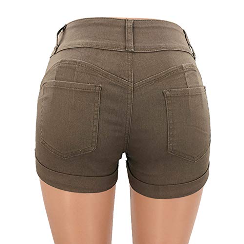 אופנה סקסי מכנסיים קצרים, נשים קיץ נמתח גבוהה מותן כפתור למטה ג 'ינס כושר מיני מכנסיים ג' ינס מכנסיים
