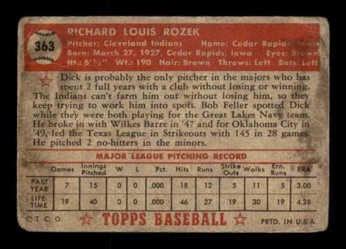 363 דיק רוזק - 1952 כרטיסי בייסבול של טופס מדורגים G - כרטיסי וינטג 'עם חתימות בייסבול
