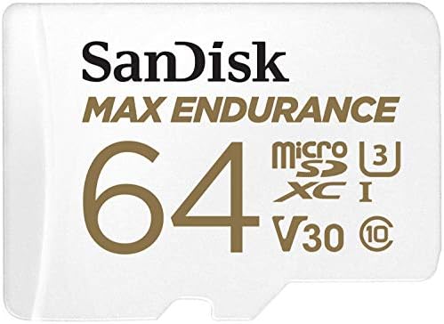 Sandisk 64GB מקסימום סיבולת MicroSDXC כרטיס עם מתאם למצלמות אבטחה ביתיות ומצלמות מקף - C10, U3, V30, 4K UHD,