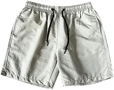 מכנסיים קצרים פעילים לגברים מכנסי חוף קיץ עם שרוך בכושר קלאסי עם מותניים אלסטיים וכיסים מכנסי אימון