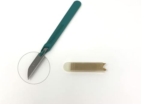 קרקפות חד פעמיות גודל להב כירורגי סטרילי 14 נירוסטה עם ידית פלסטיק וקו מטרי קופסה עטופה בנייר נייר