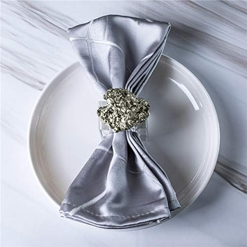 Ganfanren 8 יחידות/קופסא מפיות טבעות מחזיק בחתונה עיצוב ארוחת ערב לחתונה עם אבן טבעית קוורץ גאוד