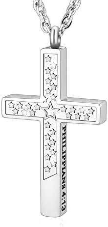 Soitis Cross Cross שרשראות לאפר שרשרת שרשרת כתבי הקודש תכשיטים זיכרון תליון תליון תליון מחזיק אפר -
