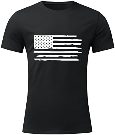 חולצת טריקו ליום העצמאות של ZDFER לגברים 4 ביולי חולצות טי קצרות של שרוול קצר הדפס דגל אמריקה דגל קיץ צוואר