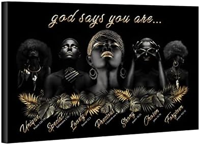 אומנות קיר אפרו -אמריקאית אפרו -אמריקאית אלוהים אומרת שאתה קיר קיר קיר השראה איפור פוסטר שחור שחור