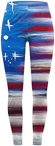 דגל אמריקאי פטריוטי ליגלי נשים עם המותניים הגבוהות למכנסיים יום עצמאות מותניים עם מכנסי חותלות קת