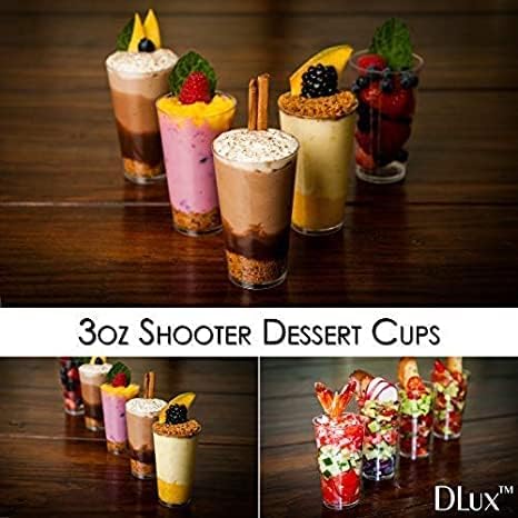 Dlux 100 x 3 גרם כוסות קינוח מיני, יורה - כוס מתאבן פרפית פלסטיק ברורה - כוס יורה קטנה לשימוש