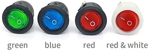 מתג נדנדה 10 יחידות הפעלה/כיבוי מתג נדנדה עגול הוביל מואר מיני שחור לבן אדום כחול 10 א 250