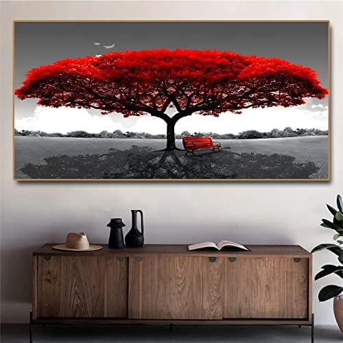 מעבר לניתוח עץ אדום אדום של נוף נוף שחור לבן פוסטרים ציור והדפסים תמונת אמנות קיר מודרנית לעיצוב
