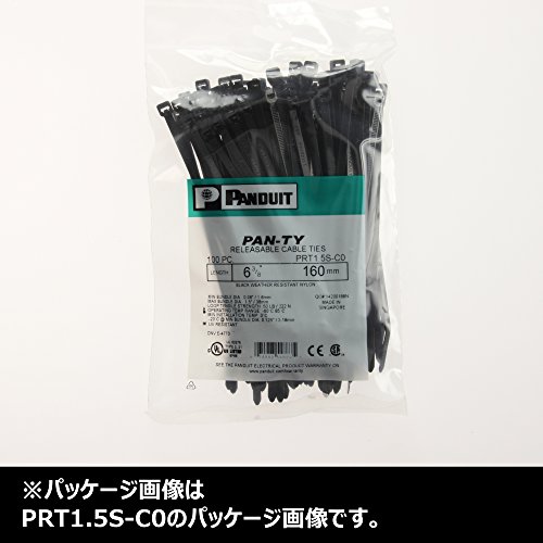 עניבת כבלים Panduit Prt2S-C0, ניתנת לשחרור, סטנדרטית, ניילון עמיד במזג אוויר 6.6, אורך 7.4 אינץ ', שחור
