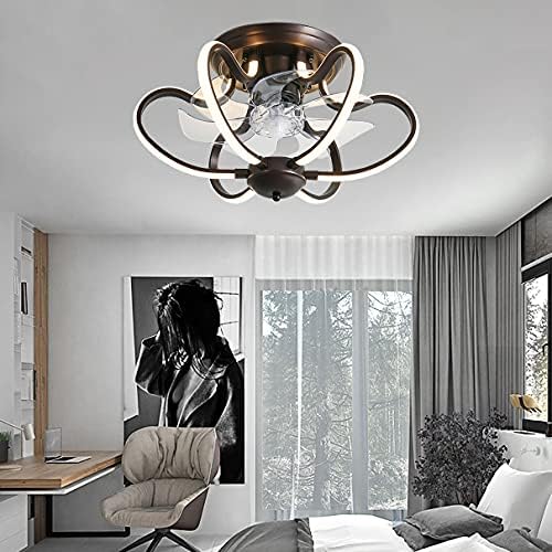 מאוורר תקרת חדר שינה של ניאוצ'י עם אור ושלט רחוק 3 מהירויות לעומק מאוורר LED אור תקרה מודרנית סלון סלון