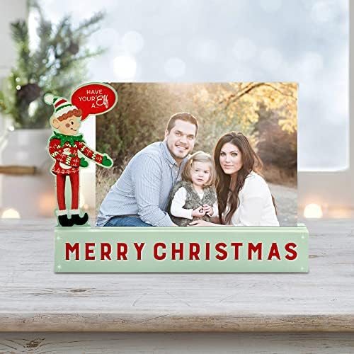 Demdaco Selfie Elfie Green ואדום 12 אינץ 'Pinewood חג המולד מחזיק תמונות