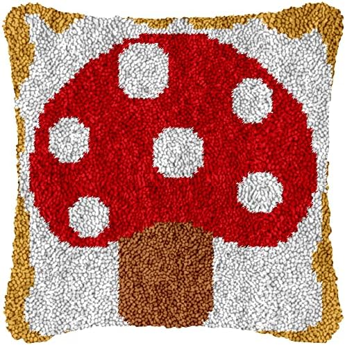 ערכות וו תפס כרית אדום פטריות מודפס בד כרית סרוגה חוט רקמה וו תפס עשה זאת בעצמך ערכת רקמת ציפית שטיח כיסוי בית